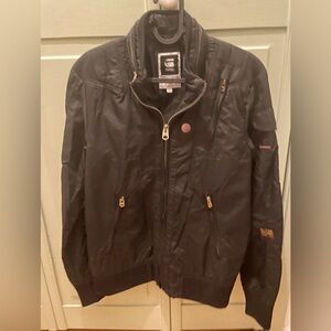 G-star men’s small black lightweight bomber style jacket with hood.
